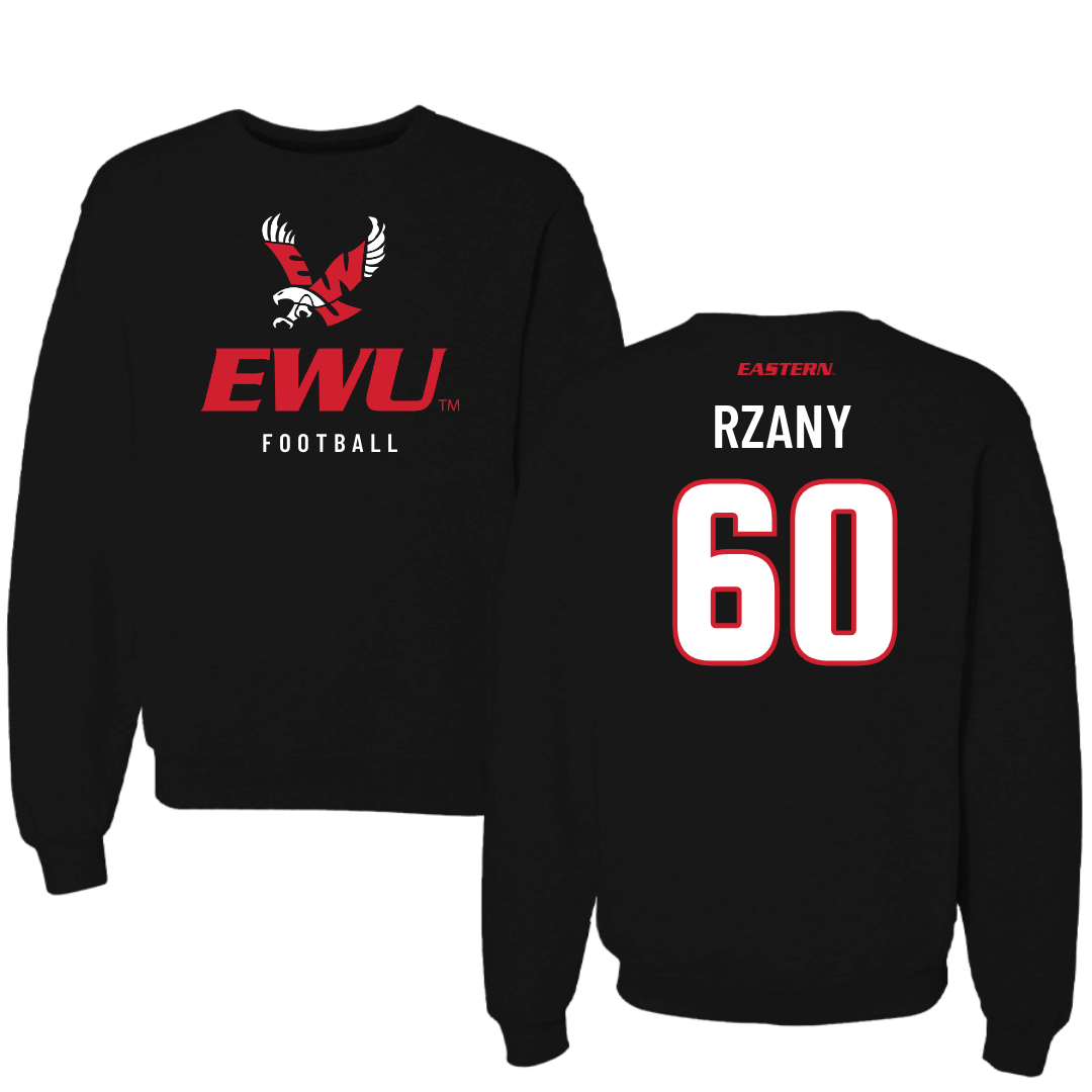 Eastern Washington University Football Black EWU Crewneck - #60 Gabriel Rzany