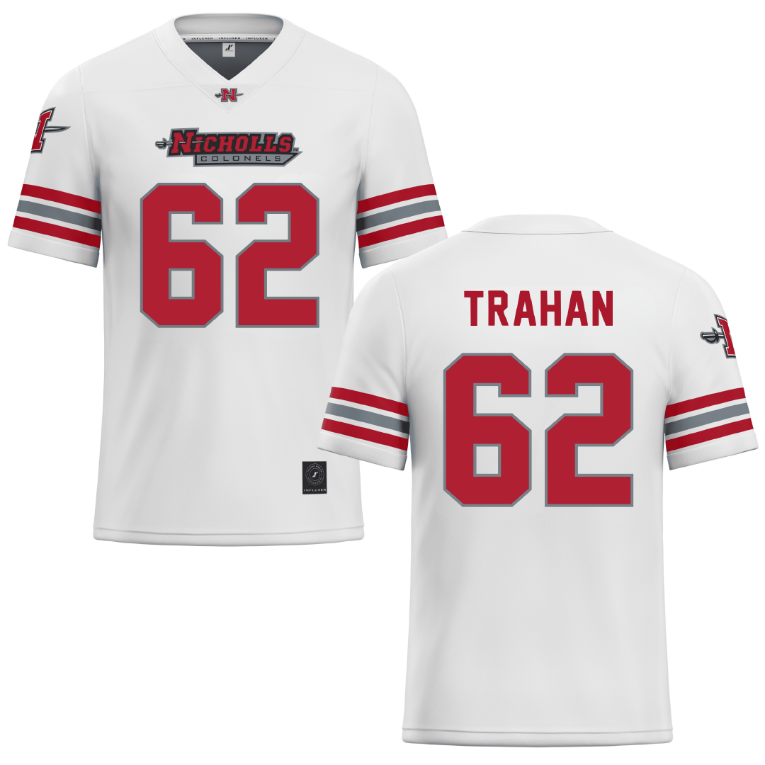 Nicholls State University White Football Jersey - #62 Seth Trahan