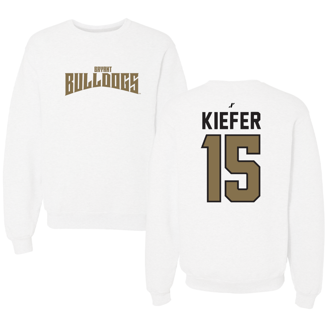 Bryant University Basketball White Classic Crewneck - #15 Dana Kiefer