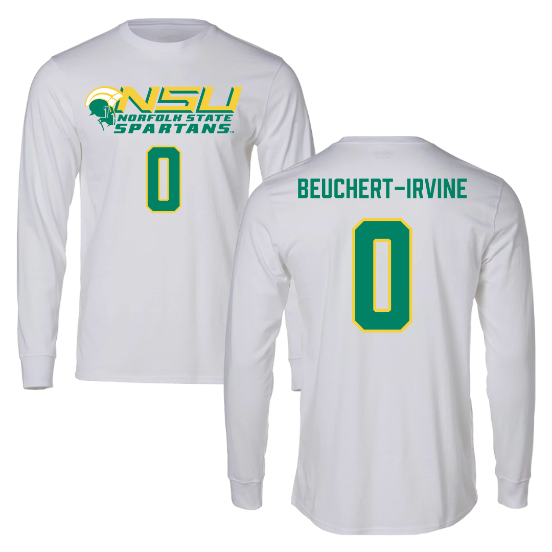 Norfolk State University Football White Long Sleeve - #0 Sage Beuchert-Irvine
