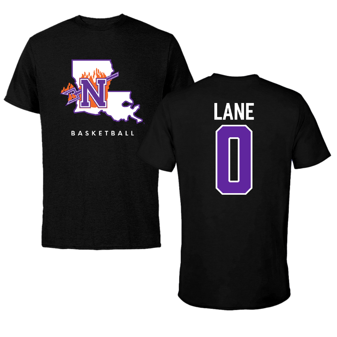 Northwestern State University Basketball Black Block Performance Tee - #0 Jimel Lane