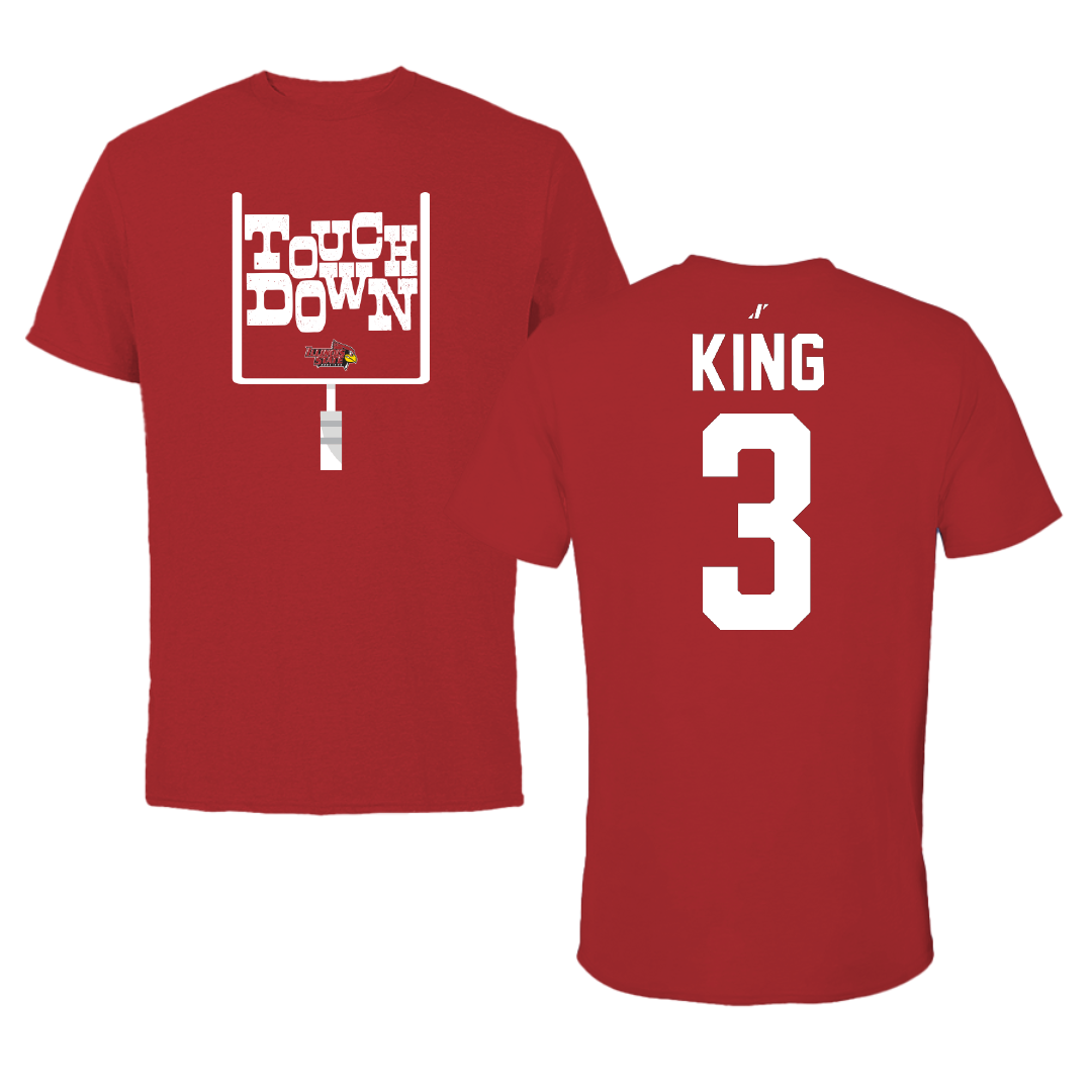 Illinois State University Football Canvas Red Touchdown Tee - #3 Mason King