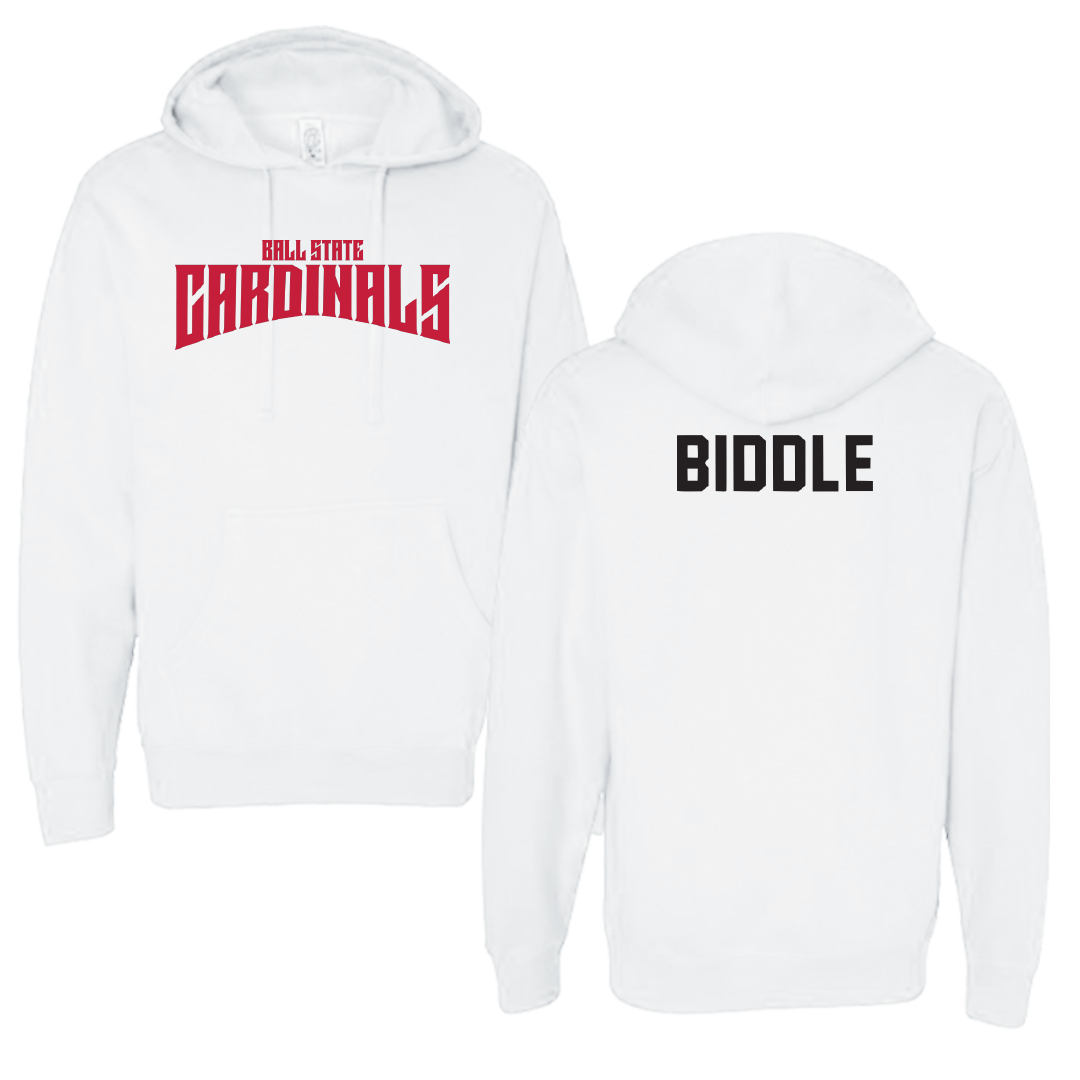 Ball State University Swimming & Diving White Classic Hoodie - Aidan Biddle
