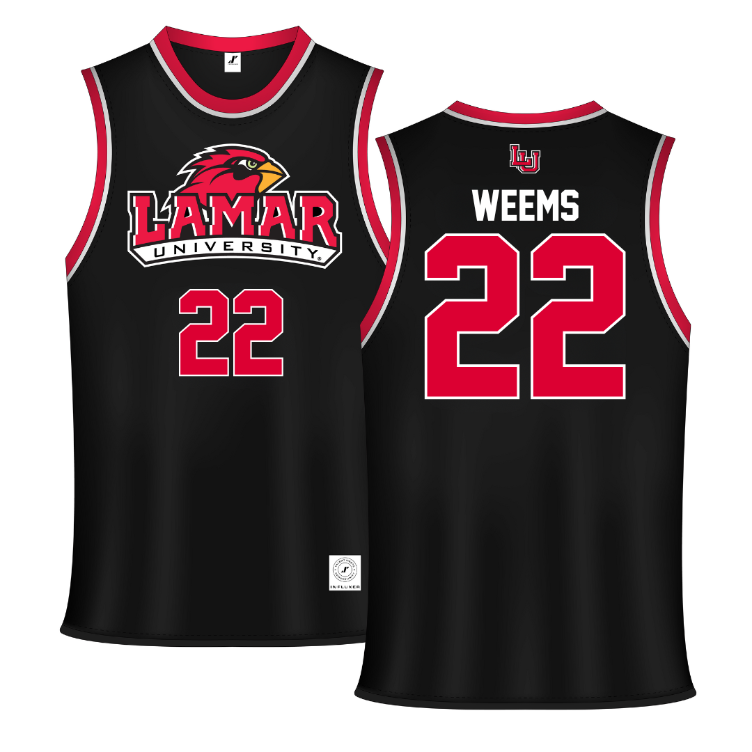 Lamar University Black Basketball Jersey - #22 NJ Weems