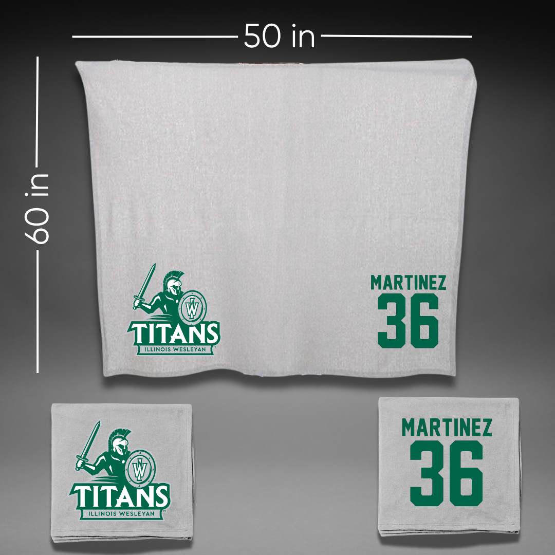 Illinois Wesleyan University Football Gray Blanket - #36 Yahir Martinez