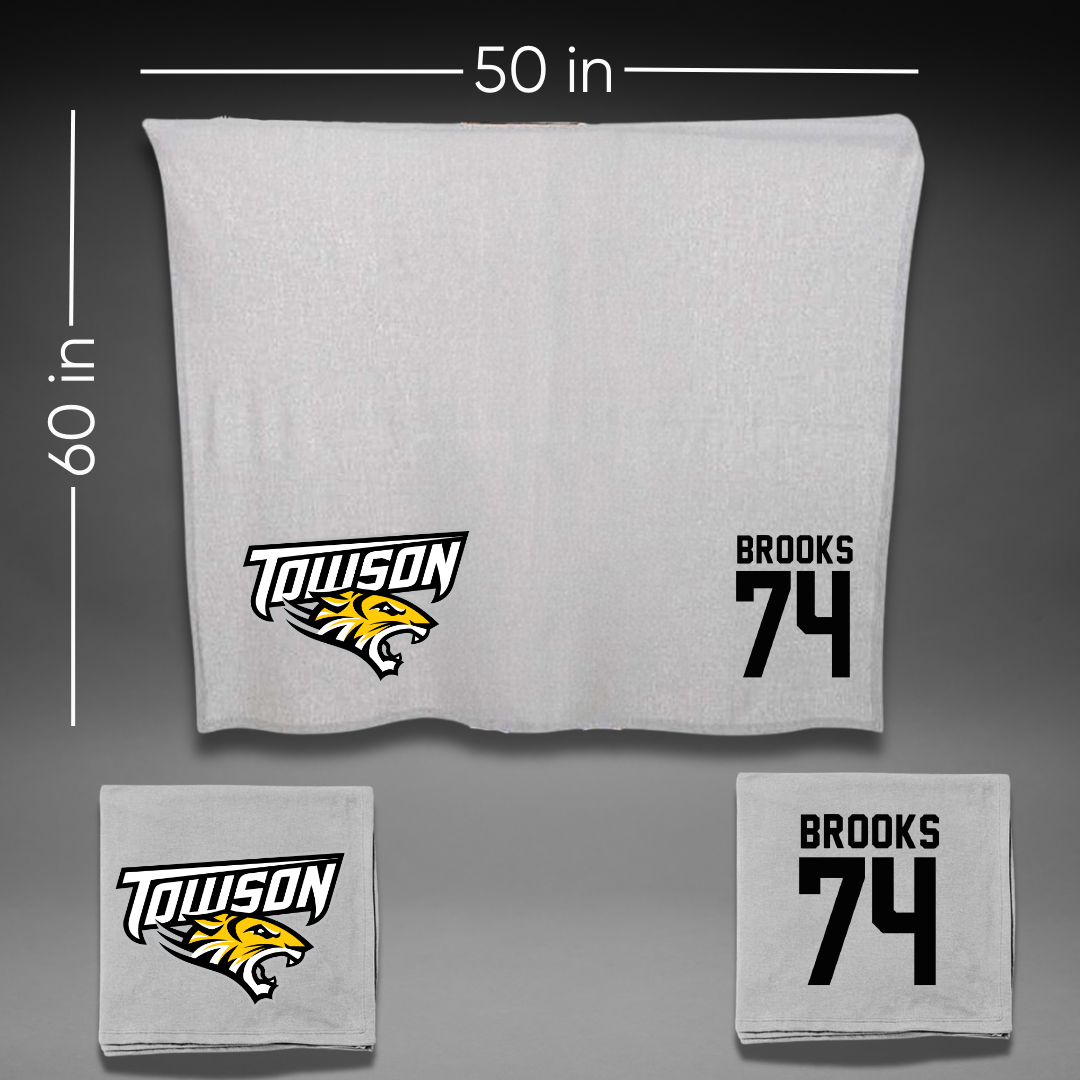 Towson University Football Gray Blanket - #74 KJ Brooks