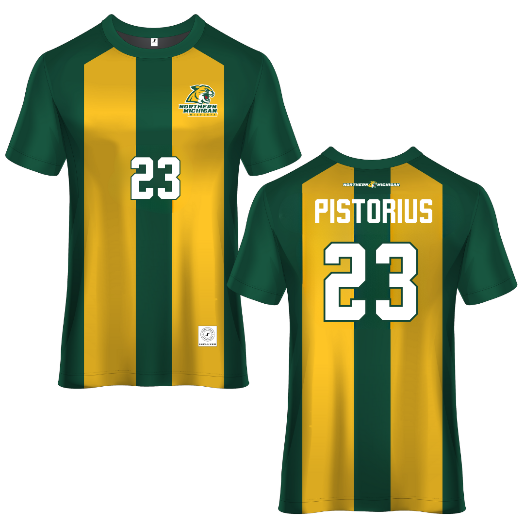 Northern Michigan University Green Striped Soccer Jersey - #23 Molly Pistorius
