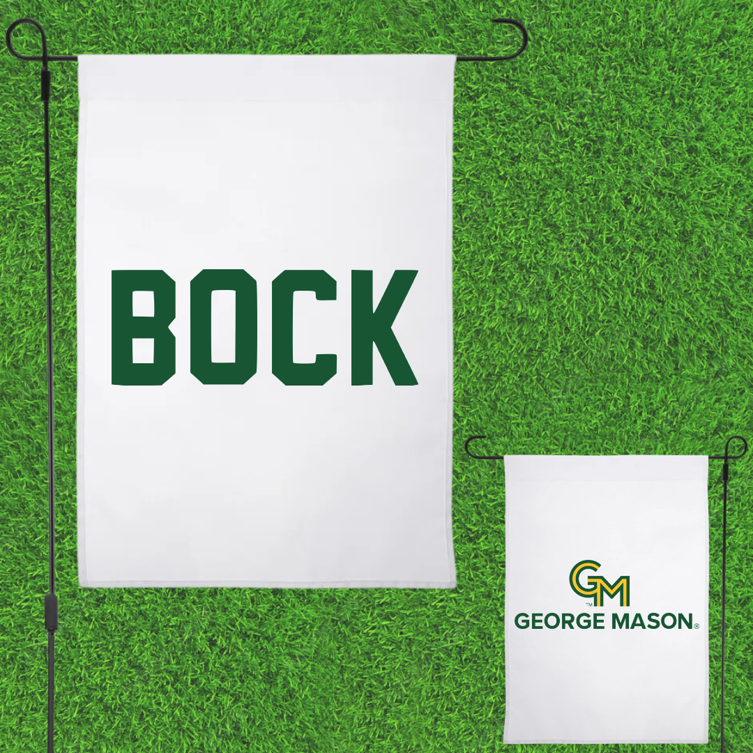 George Mason University Swimming & Diving White Garden Flag - Michael Bock