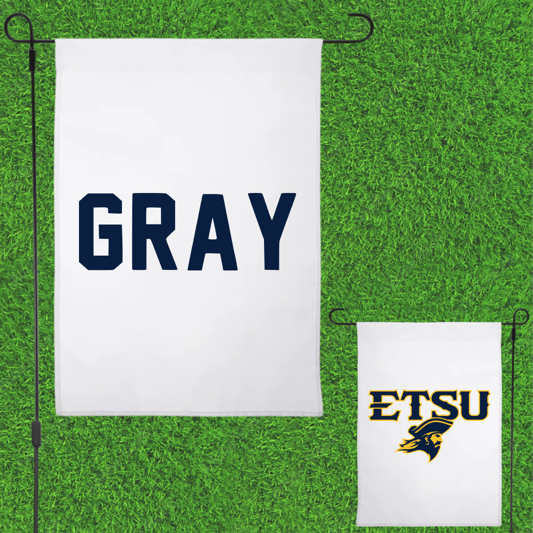 East Tennessee State University TF and XC White Garden Flag - Bonita Gray