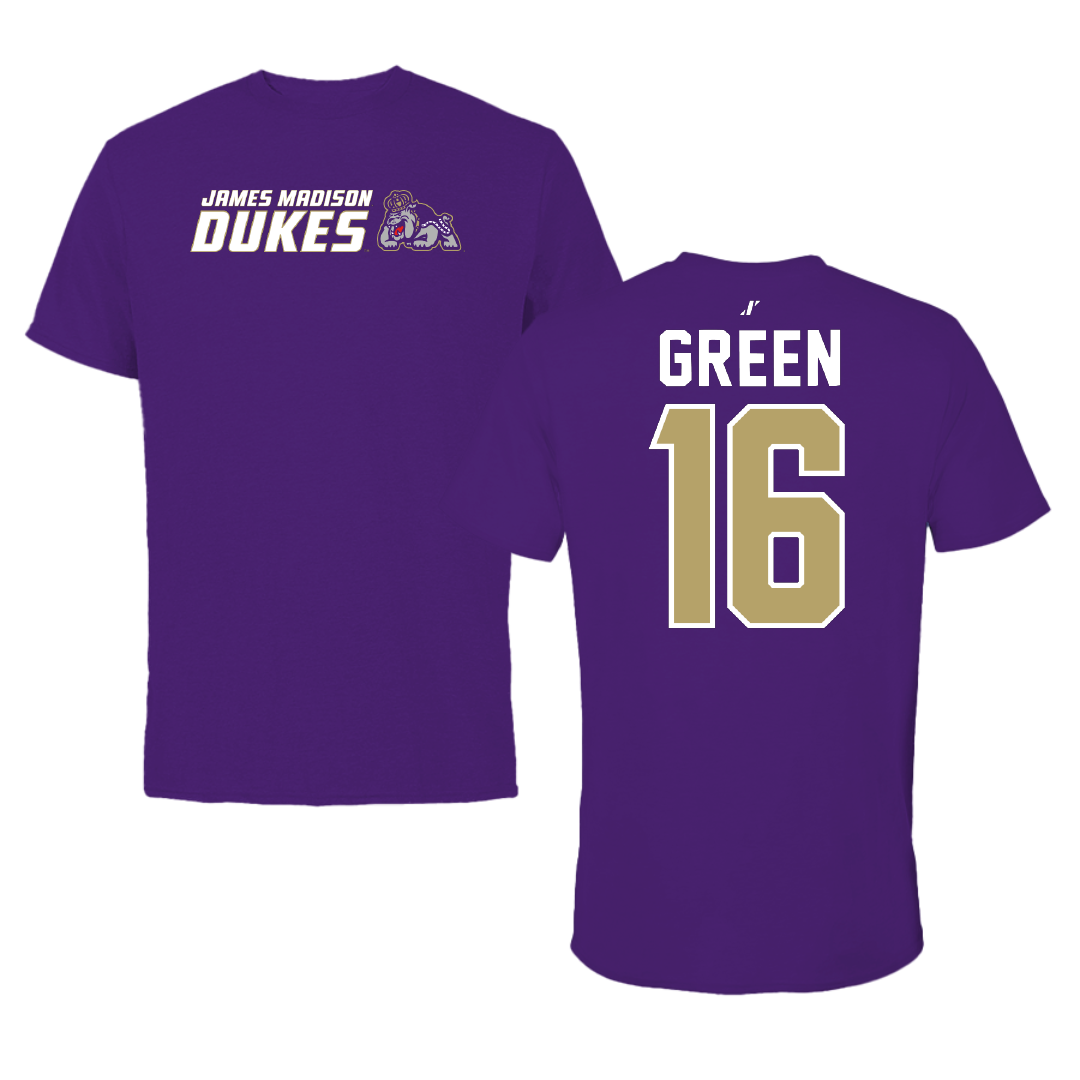 James Madison University Football Purple General Tee - #16 Desmond Green