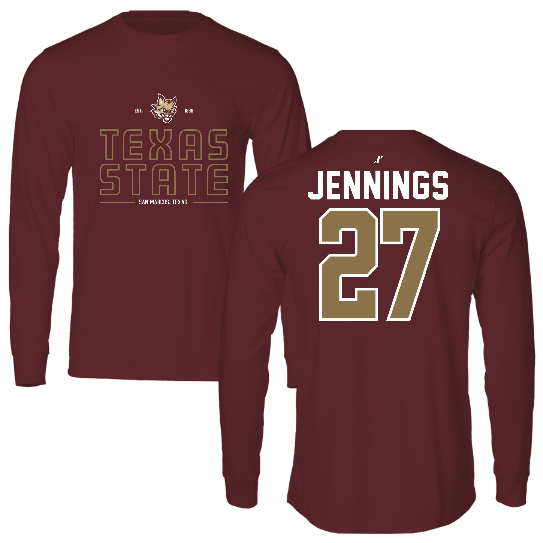 Texas State University Softball Maroon General Performance Long Sleeve - #27 Abigail Jennings