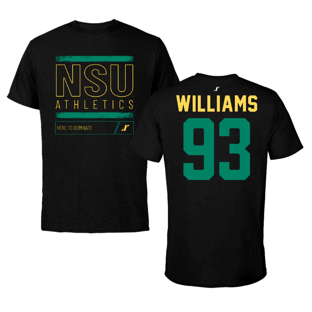 Norfolk State University Football Black Dominate Tee - #93 Jaylen Williams