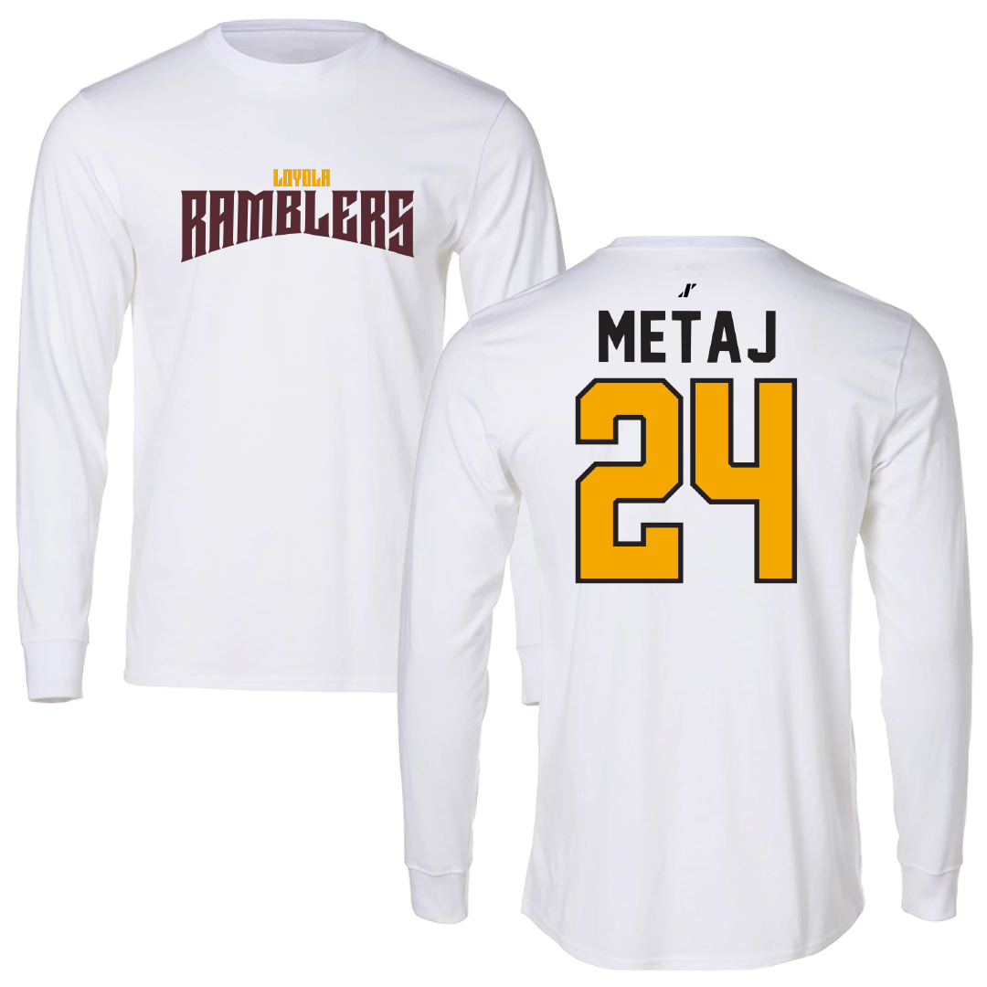 Loyola University-Chicago Soccer White Classic Performance Long Sleeve - #24 Ava Metaj