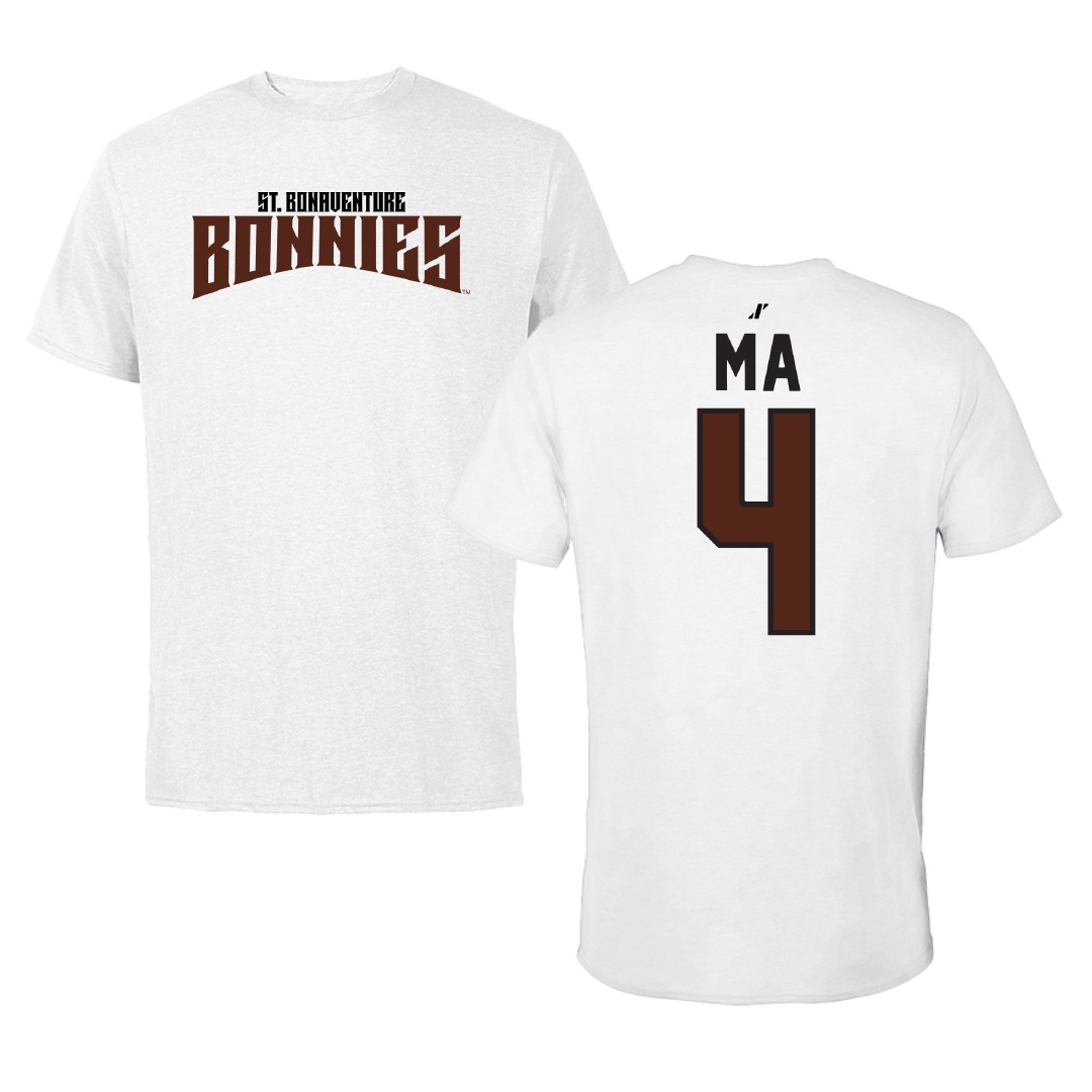 St. Bonaventure University Soccer White Classic Performance Tee - #4 Lilly Ma