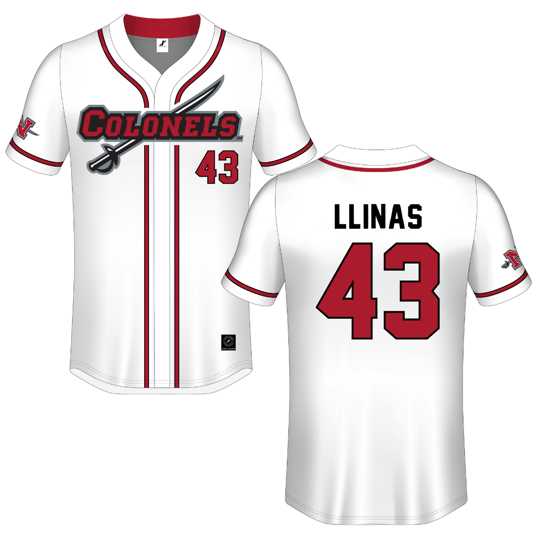 Nicholls State University White Button-Down Jersey - #43 Alexander Llinas