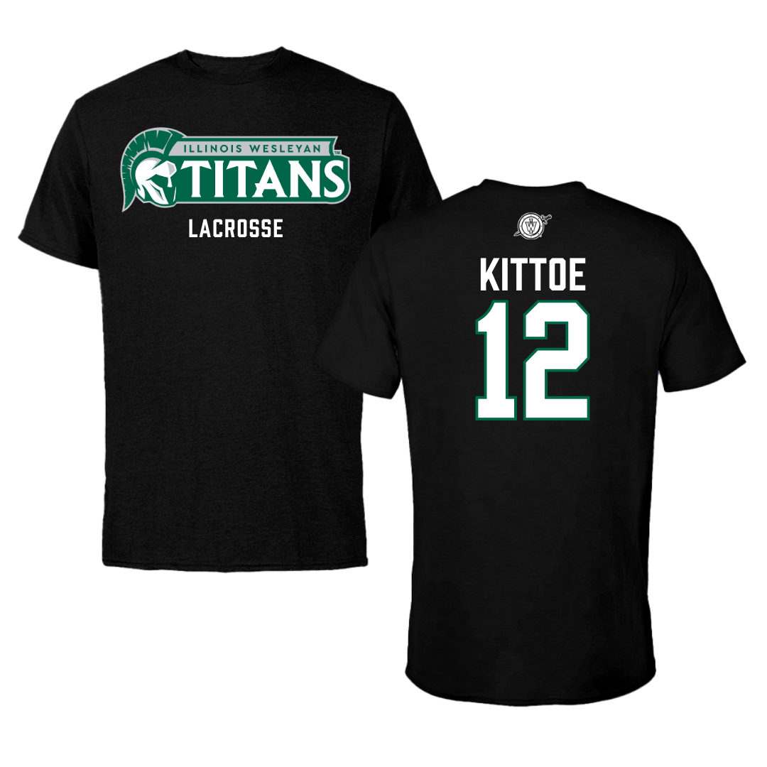 Illinois Wesleyan University Lacrosse Black Tee - #12 John Kittoe