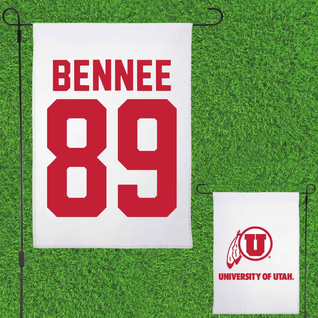 University of Utah Football White Garden Flag - #89 Noah Bennee