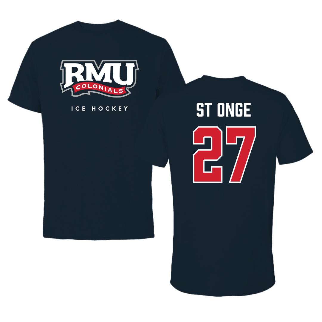 Robert Morris University Ice Hockey Navy Performance Tee - #27 Rylee St Onge