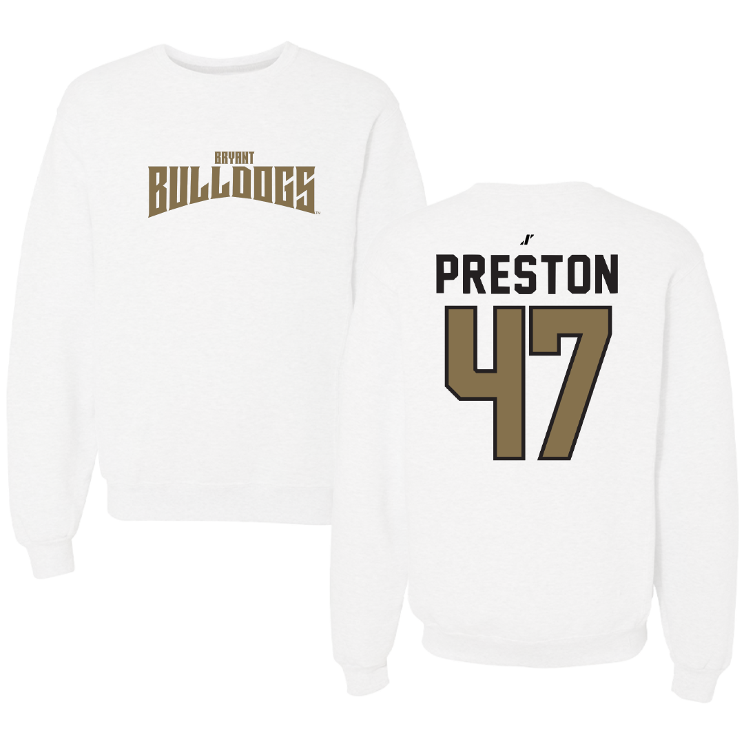 Bryant University Lacrosse White Classic Crewneck - #47 Trevor Preston