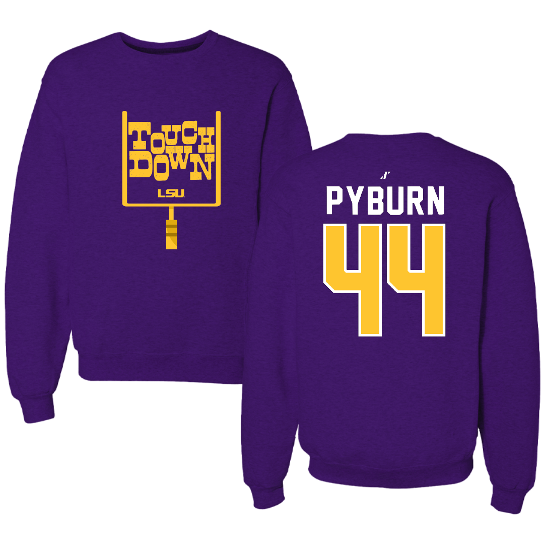 Louisiana State University Football Purple Touchdown Crewneck - #44 Jack Pyburn
