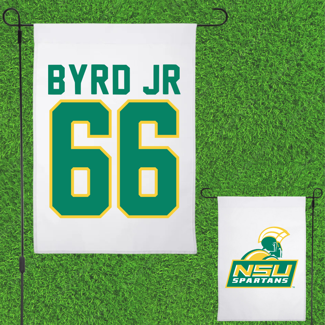 Norfolk State University Football White Garden Flag - #66 Vincent Byrd Jr