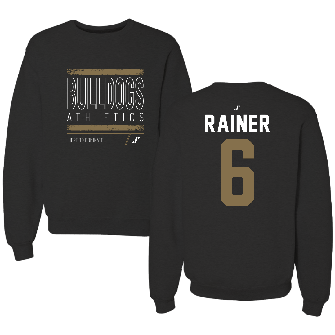Bryant University Softball Black Dominate Crewneck - #6 Amira Rainer