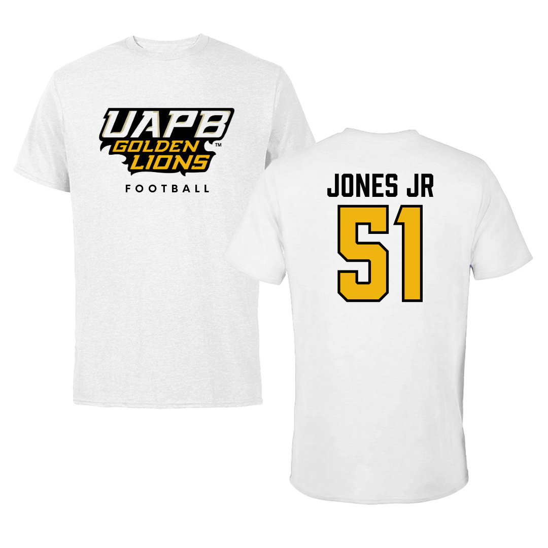 University of Arkansas-Pine Bluff Football White Performance Tee - #51 Rolando Jones Jr