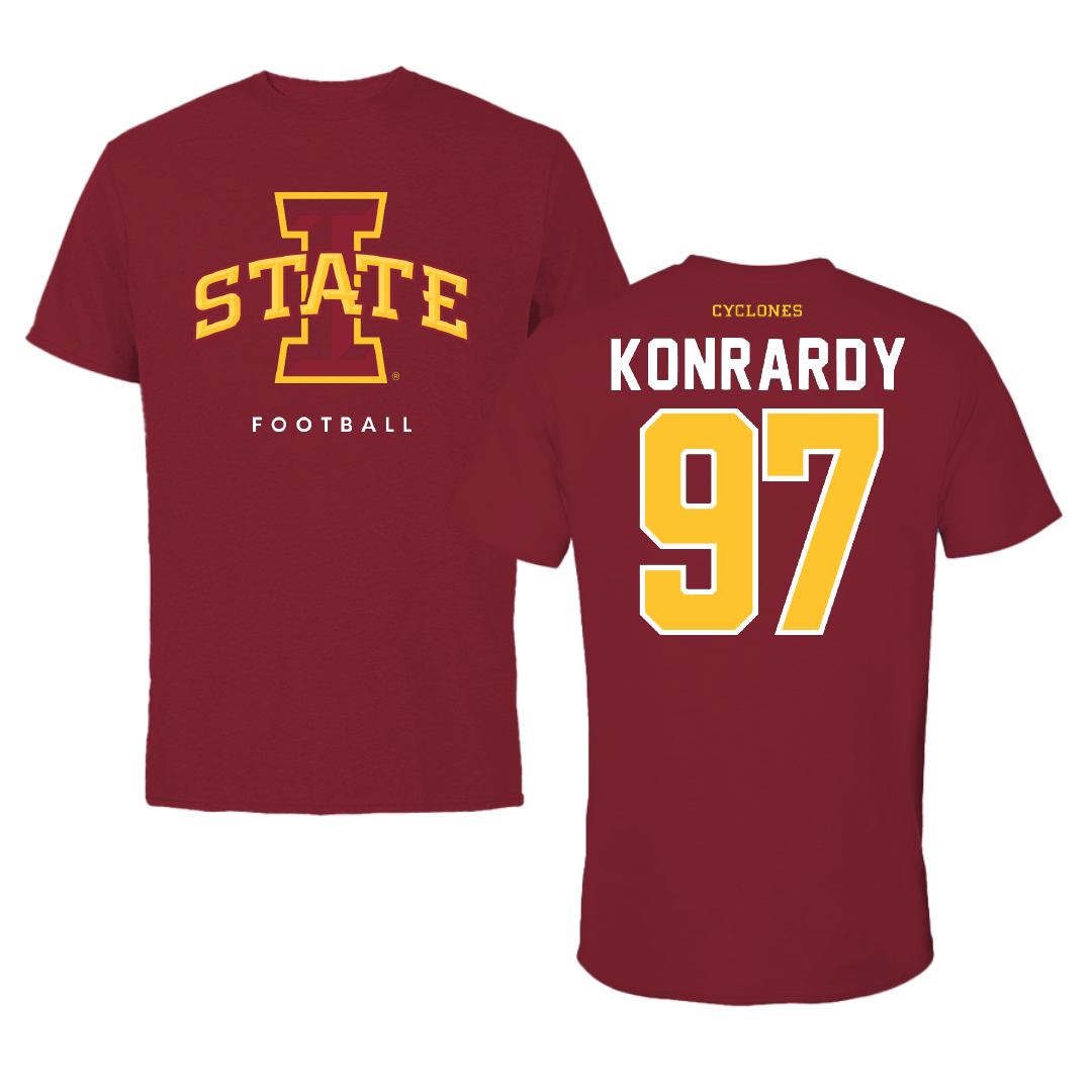 Iowa State University Football Cardinal Tee - #97 Kyle Konrardy