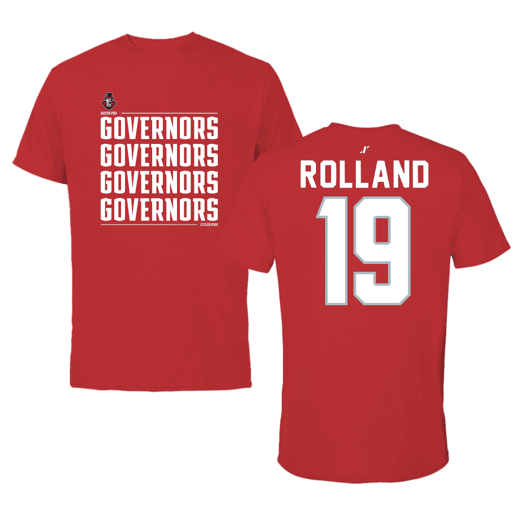Austin Peay State University Baseball Red General Performance Tee - #19 Luke Rolland