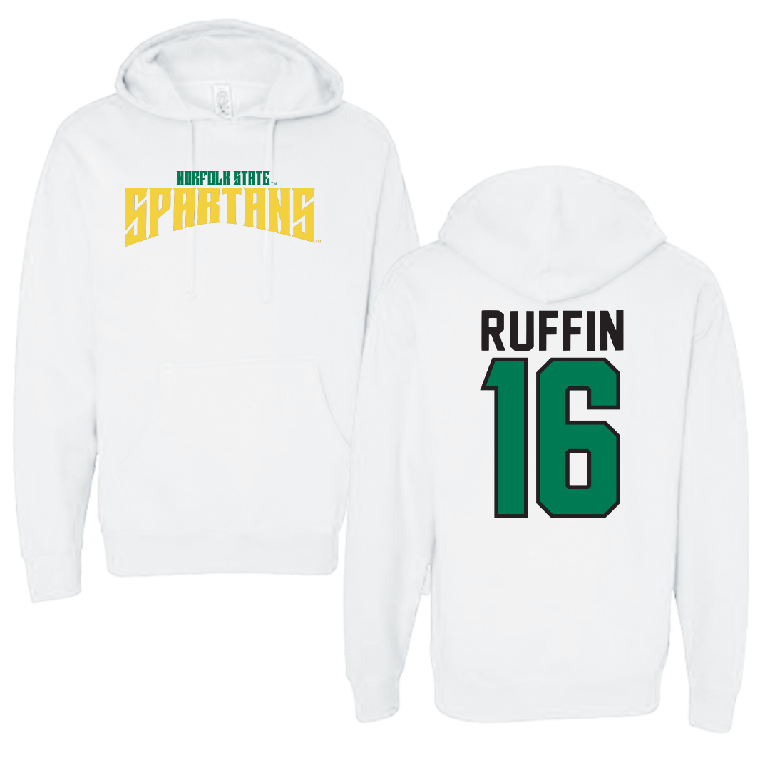 Norfolk State University Football White Classic Hoodie - #16 Christian Ruffin