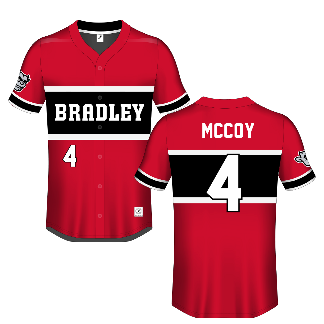 Bradley University Red Button-Down Jersey - #4 Kierston McCoy