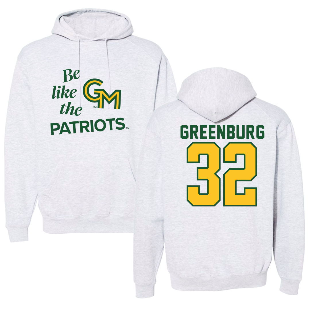 George Mason University Basketball Light Gray Be Like Us Hoodie - #32 Page Greenburg