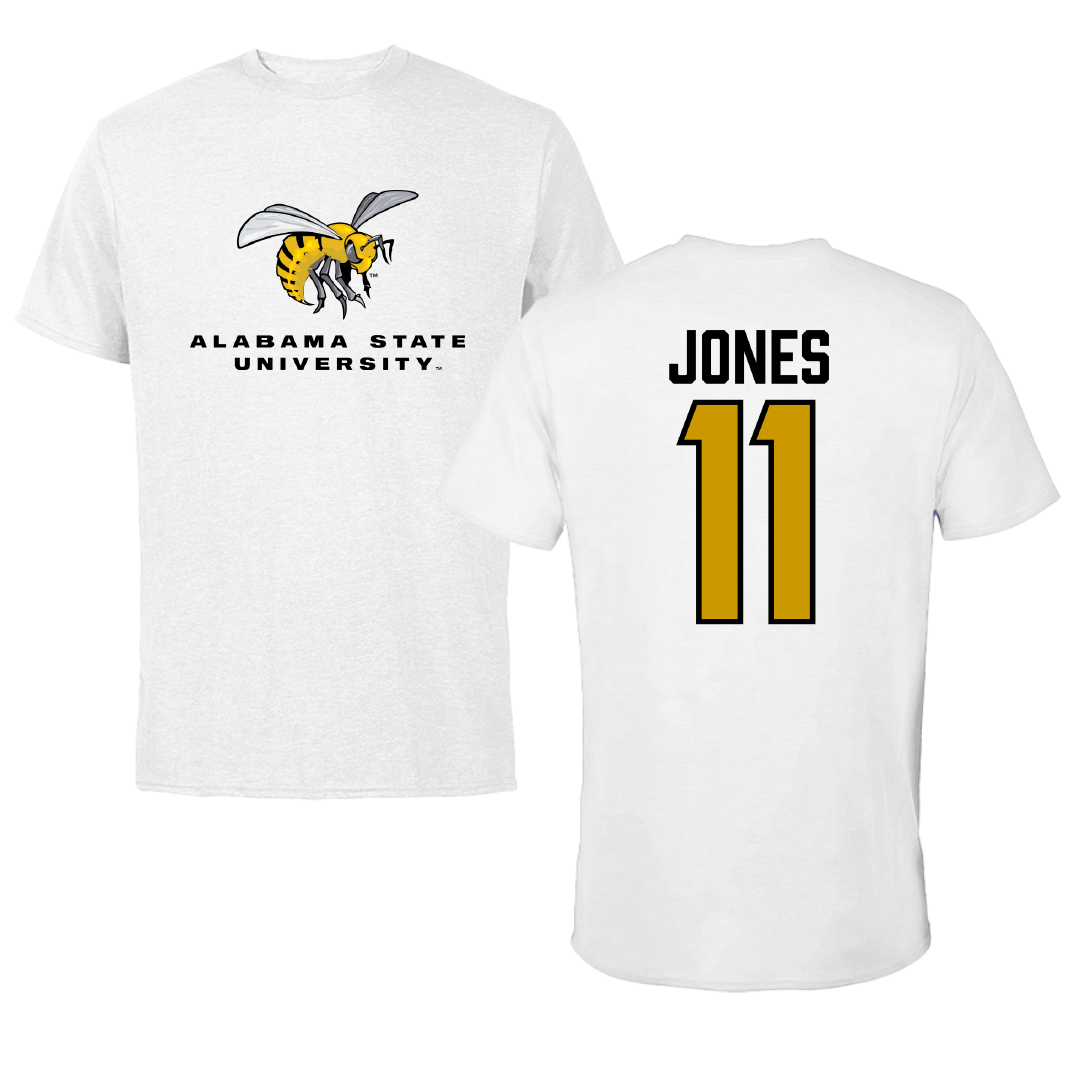 Alabama State University Football White Tee - #11 Jalen Jones