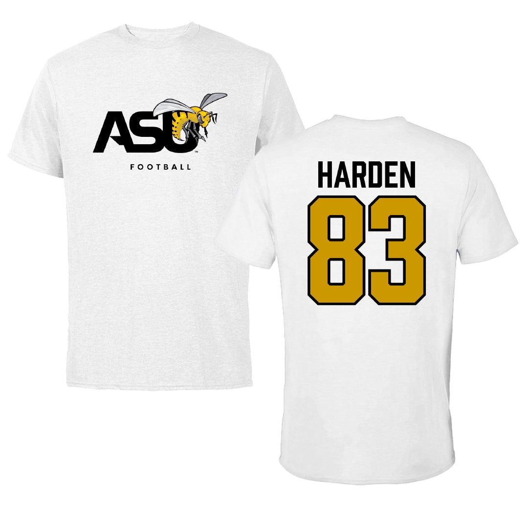 Alabama State University Football White ASU Tee - #83 Derick Harden