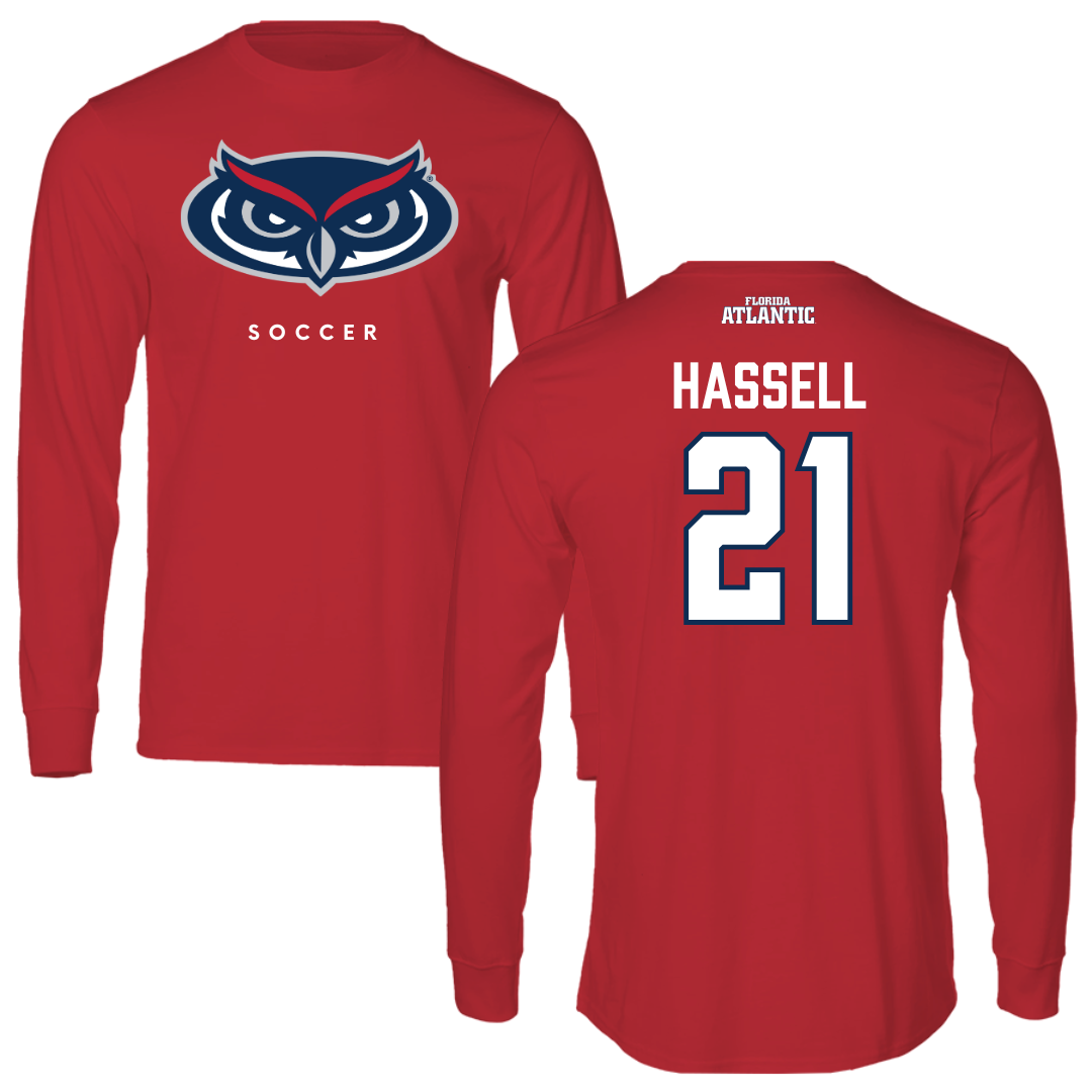 Florida Atlantic University Soccer Red Performance Long Sleeve - #21 Zach Hassell