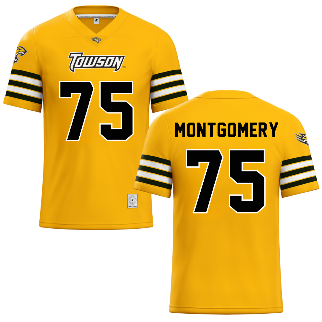 Towson University Gold Football Jersey - #75 Jaelin Montgomery