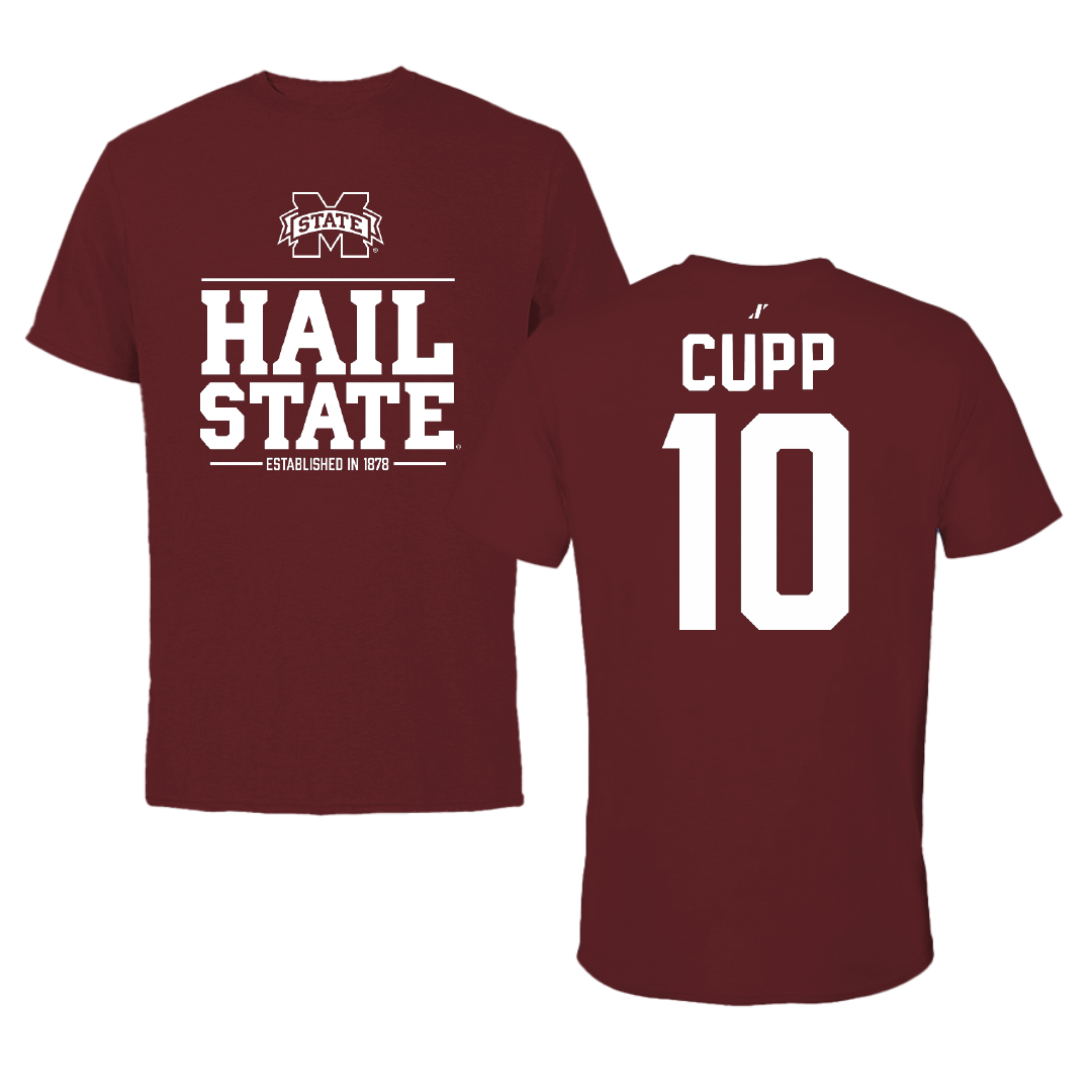 Mississippi State University Baseball Maroon General Performance Tee - #10 Dylan Cupp
