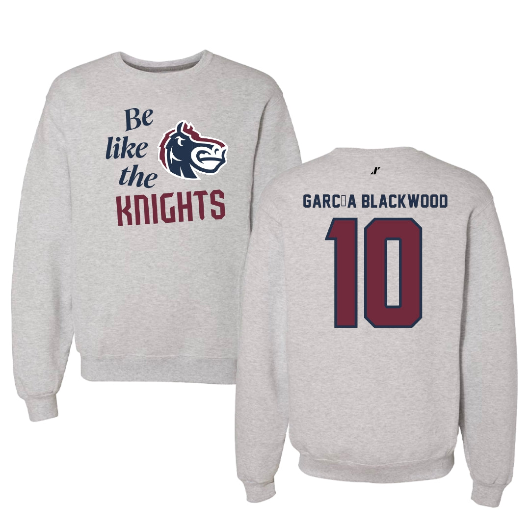 Fairleigh Dickinson University-Metropolitan Campus Basketball Light Gray Be Like Us Crewneck - #10 Dominique García Blackwood