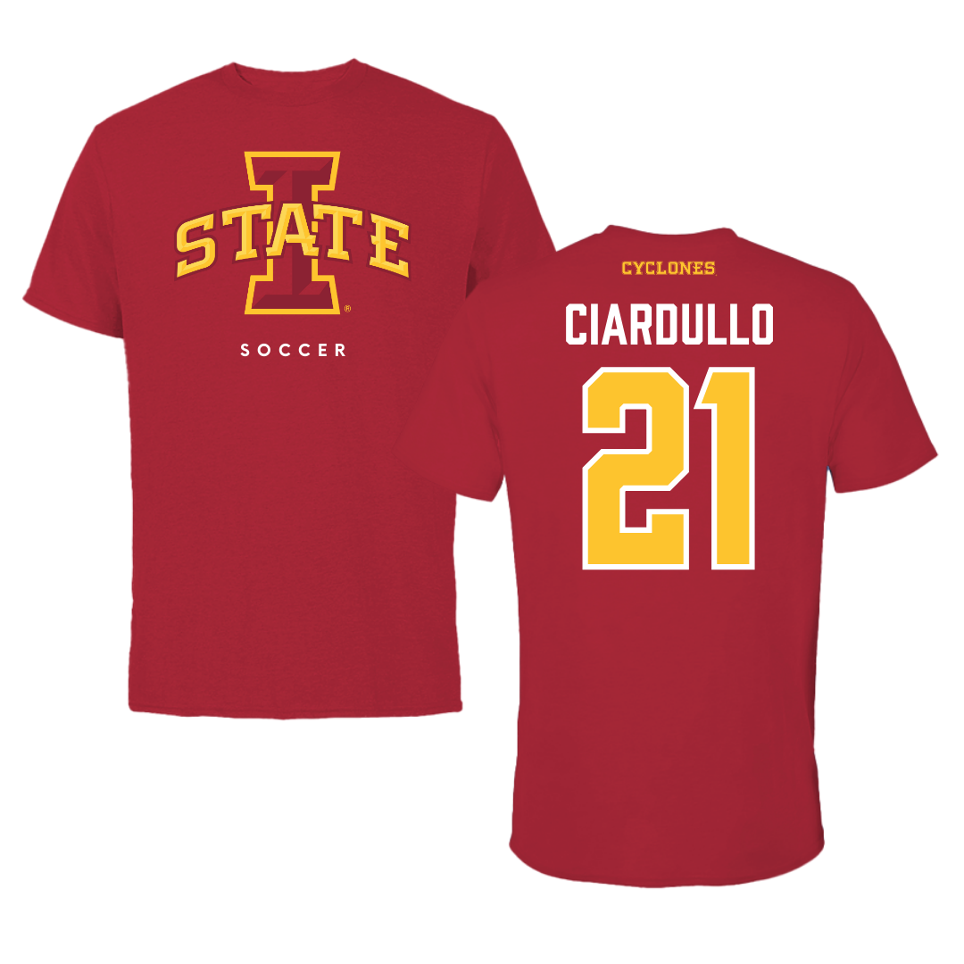 Iowa State University Soccer Cardinal Tee - #21 Ella Ciardullo