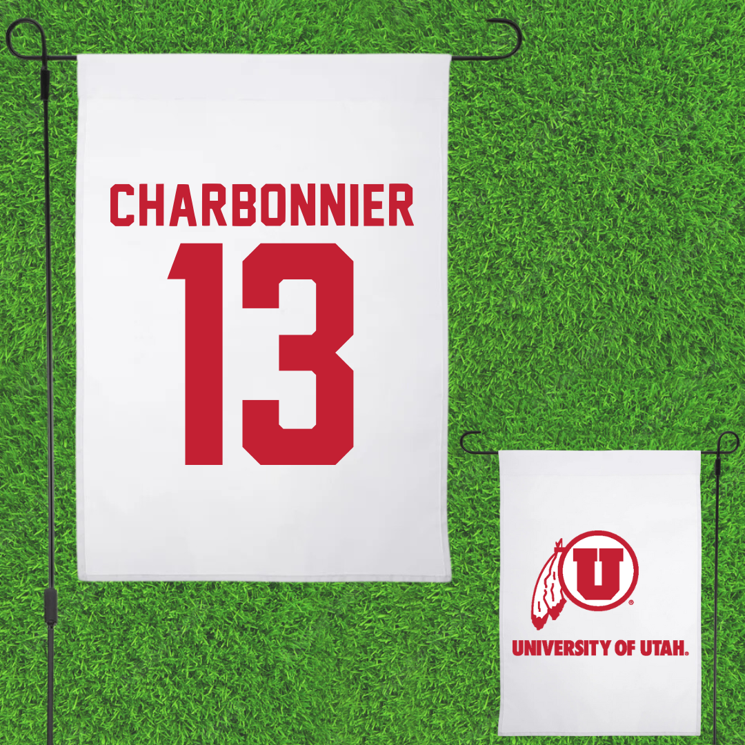 University of Utah Lacrosse White Garden Flag - #13 Luc Charbonnier