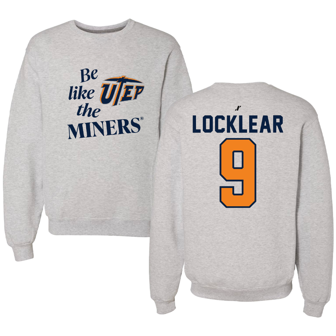 University of Texas at El Paso Football Light Gray Be Like Us Crewneck - #9 Skyler Locklear