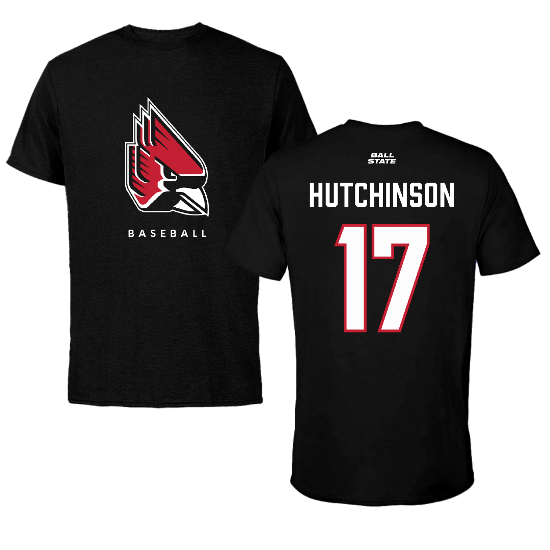 Ball State University Baseball Black Performance Tee - #17 Connor Hutchinson