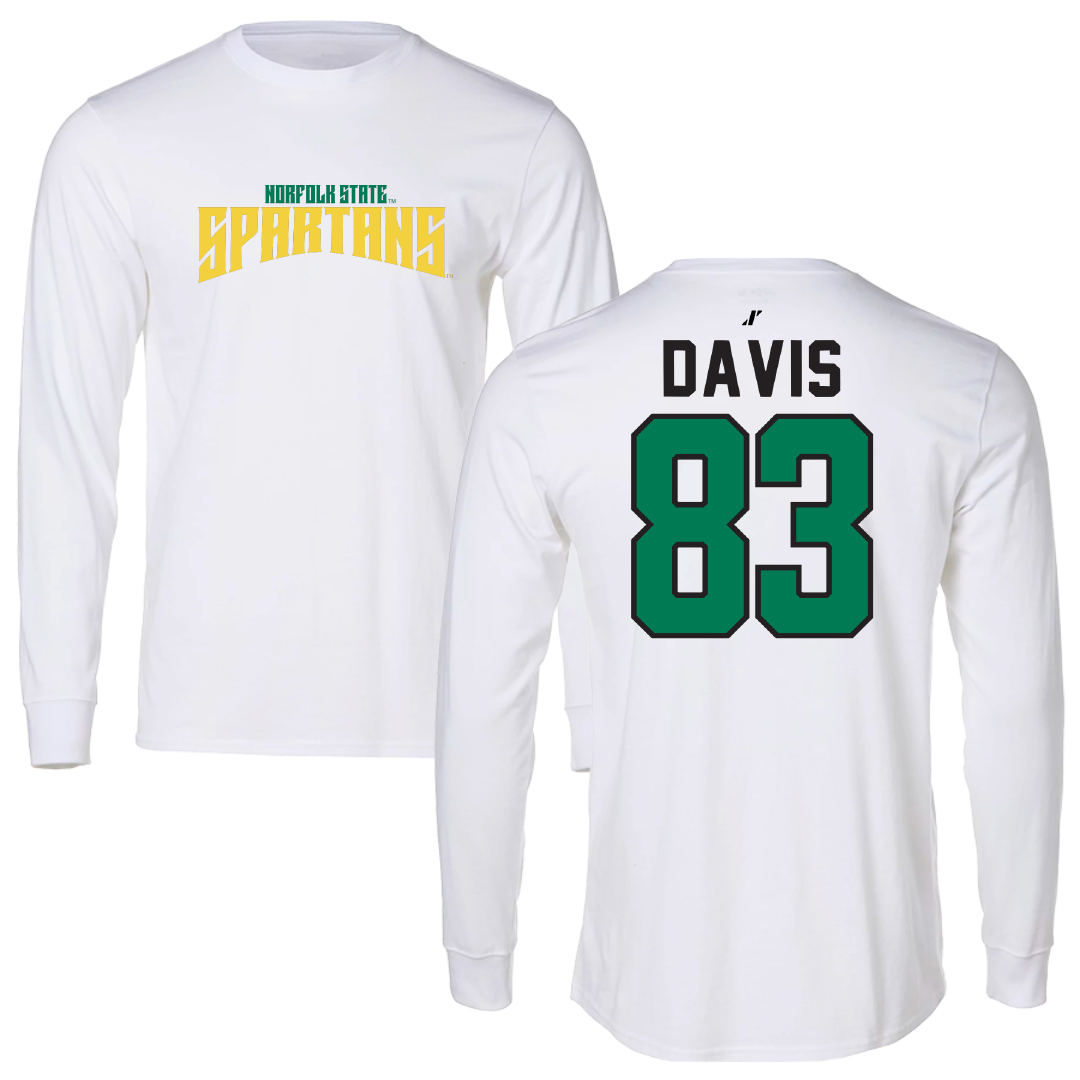 Norfolk State University Football White Classic Performance Long Sleeve - #83 Clifton Davis