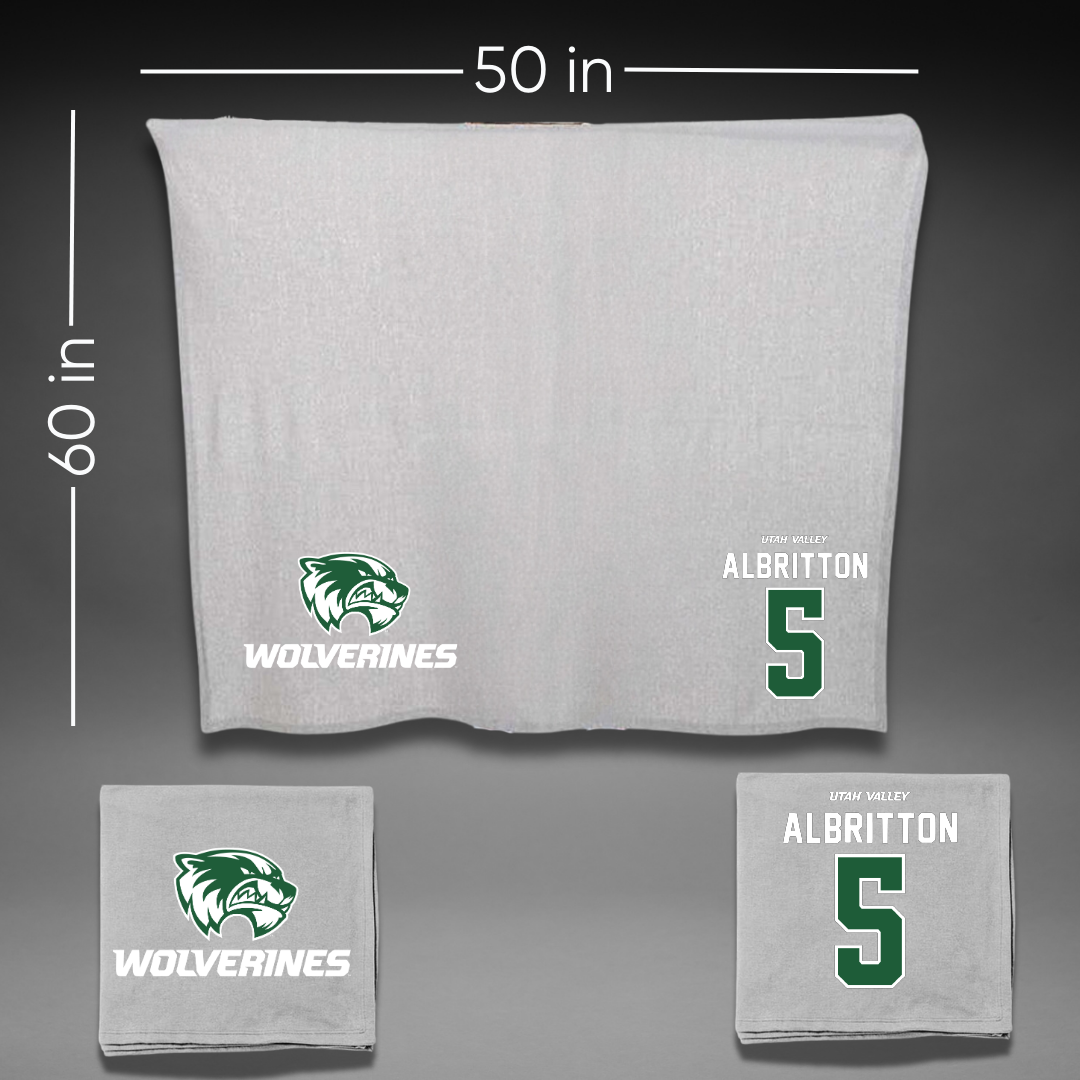 Utah Valley University Softball Gray Blanket - #5 Danyé Albritton