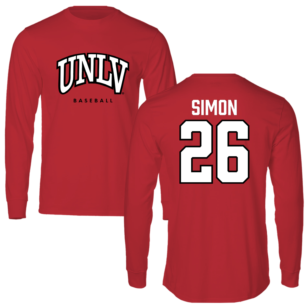 University of Nevada-Las Vegas Baseball Red Block Long Sleeve - #26 Sam Simon