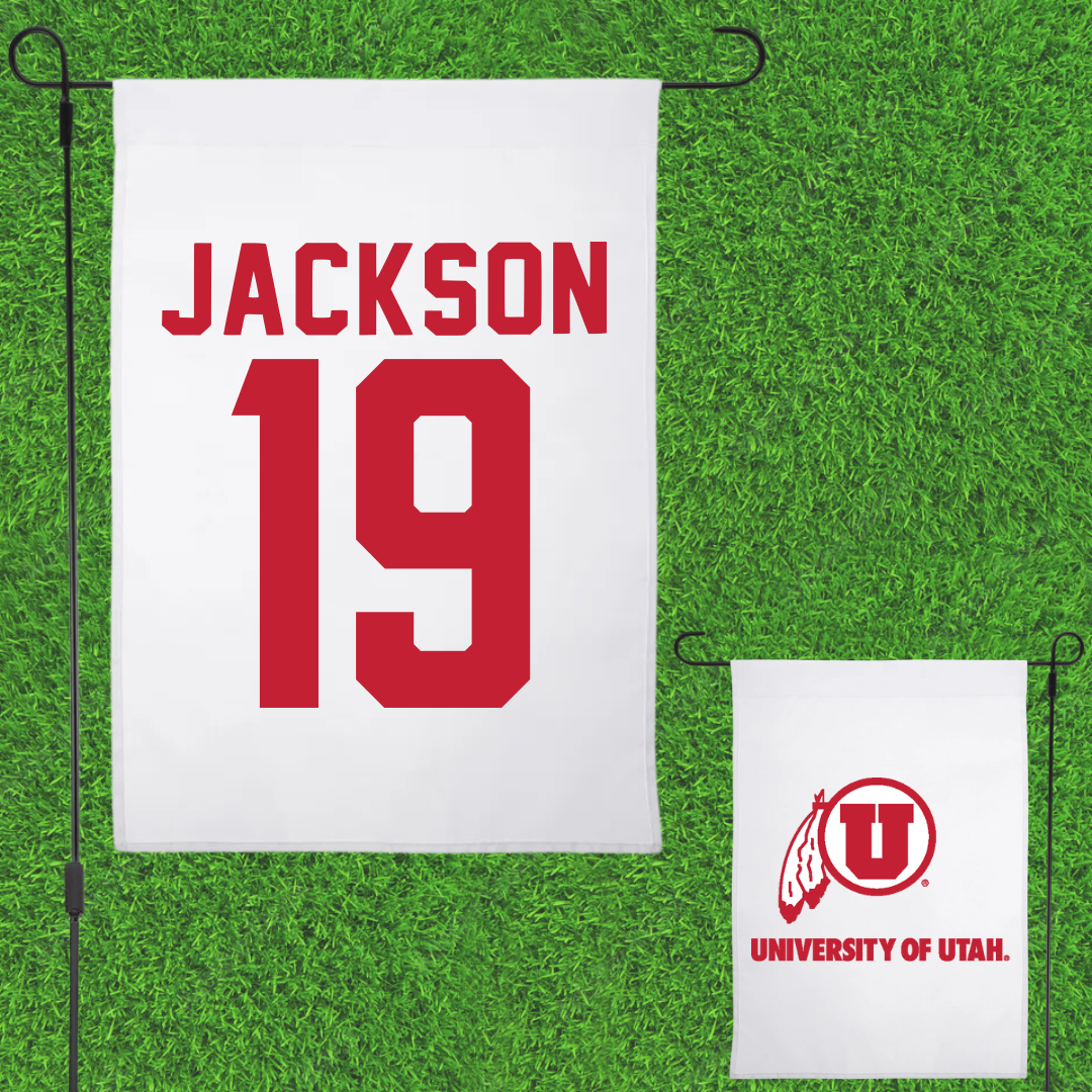 University of Utah Soccer White Garden Flag - #19 Baylie Jackson