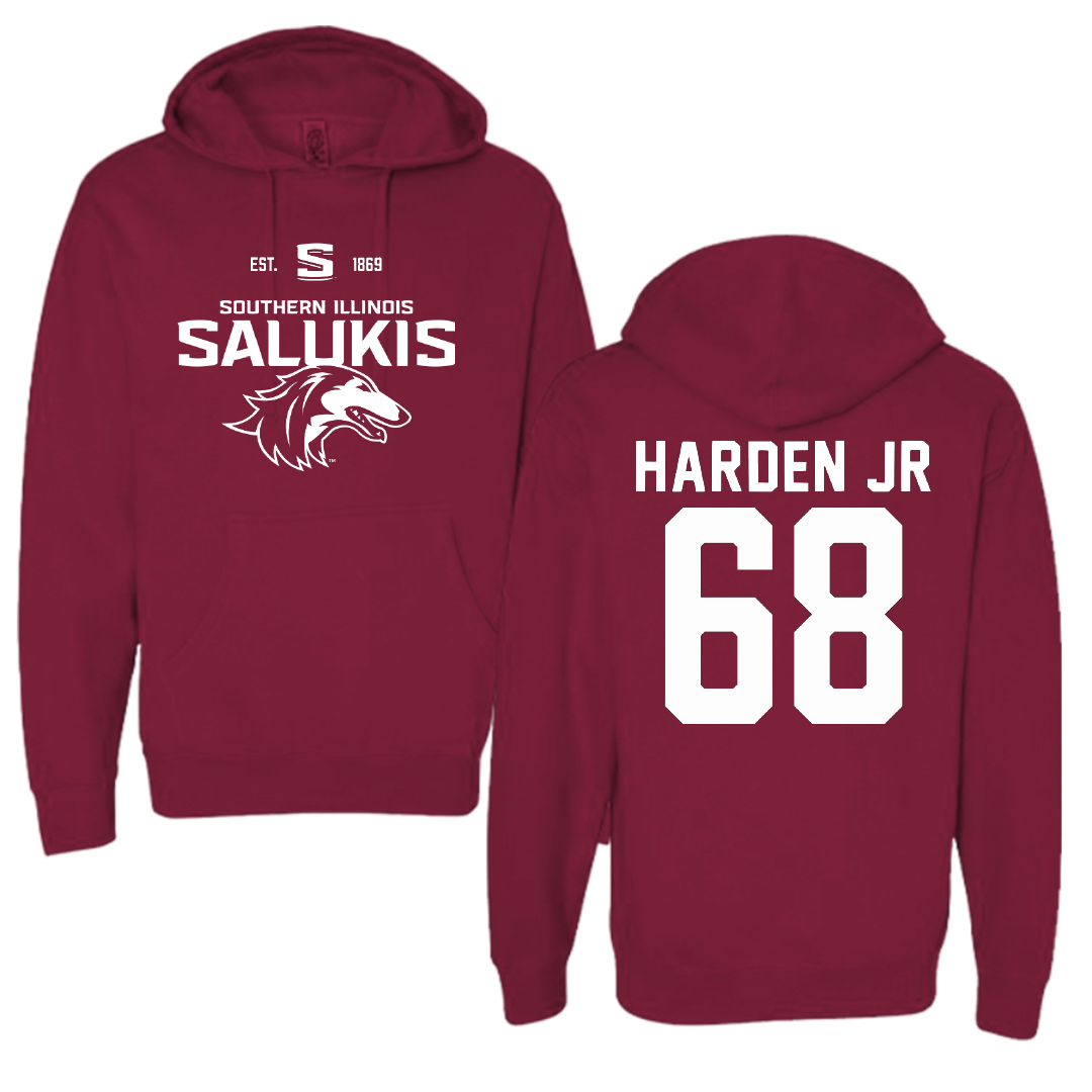 Southern Illinois University at Carbondale Football Maroon General Hoodie - #68 Derek Harden Jr