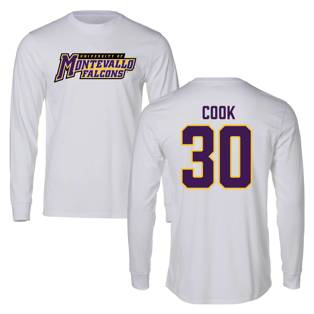 University of Montevallo Basketball White Performance Long Sleeve - #30 Savannah Cook