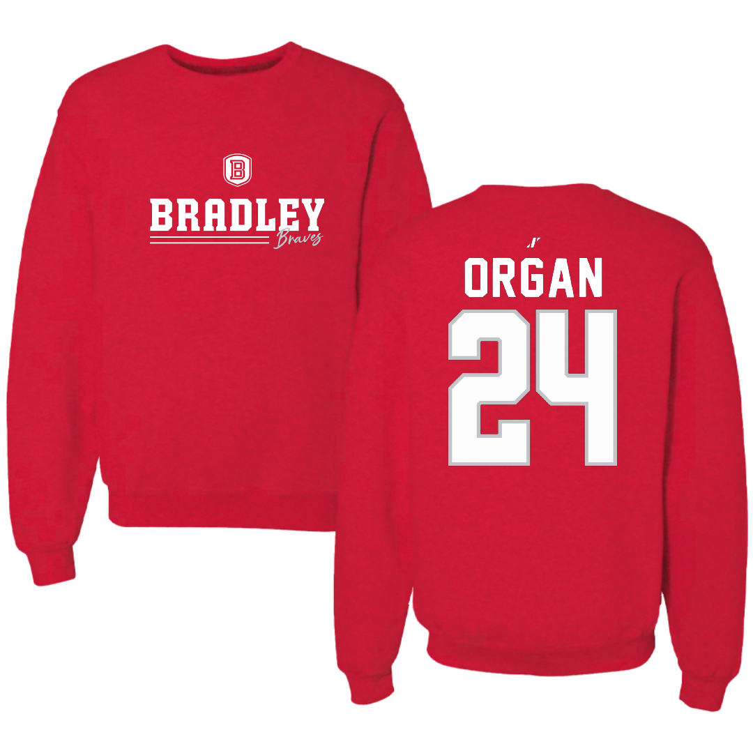 Bradley University Softball Red General Crewneck - #24 Hannah Organ