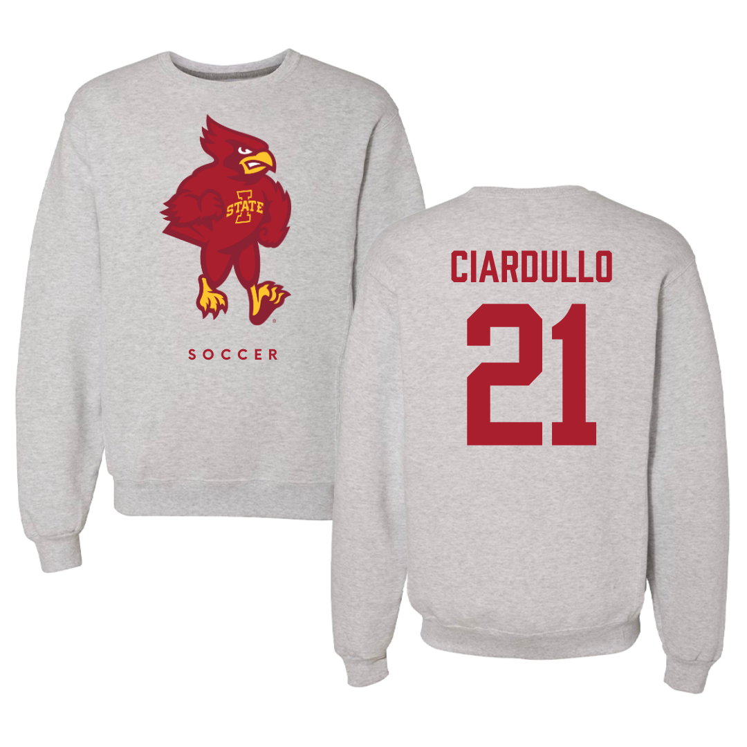 Iowa State University Soccer Gray Crewneck - #21 Ella Ciardullo